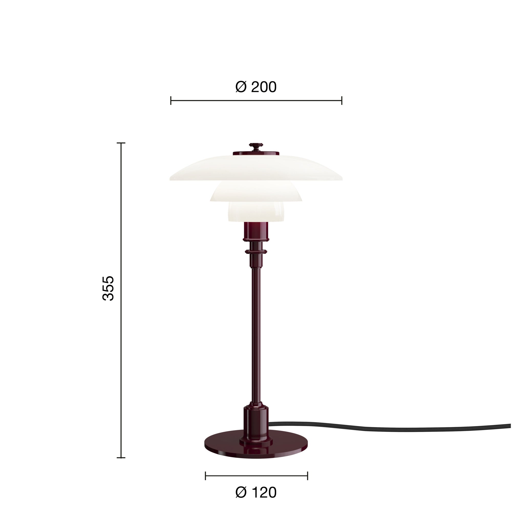 PH 2/1 Glossy Burgundy bordlampe billede 2