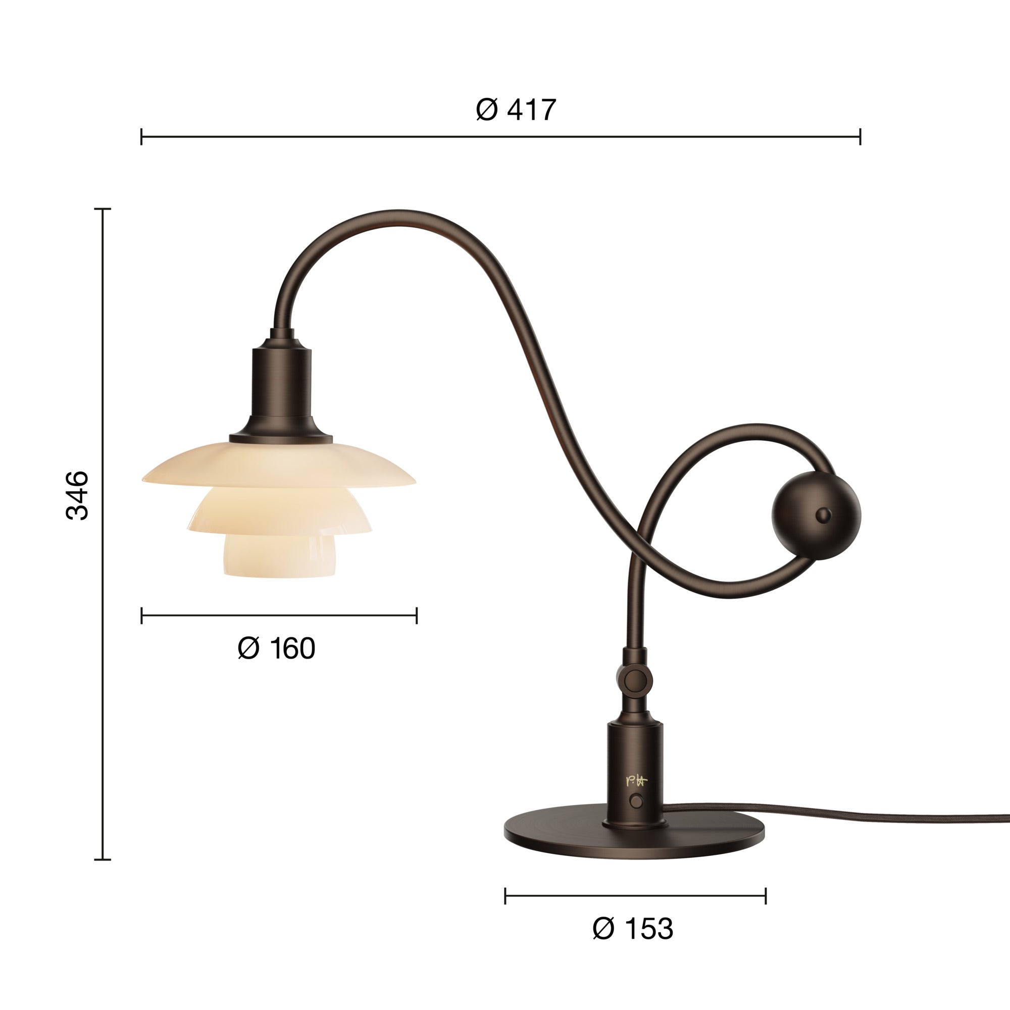 PH 1/1 Piano Dusty Terracotta bordlampe billede 2