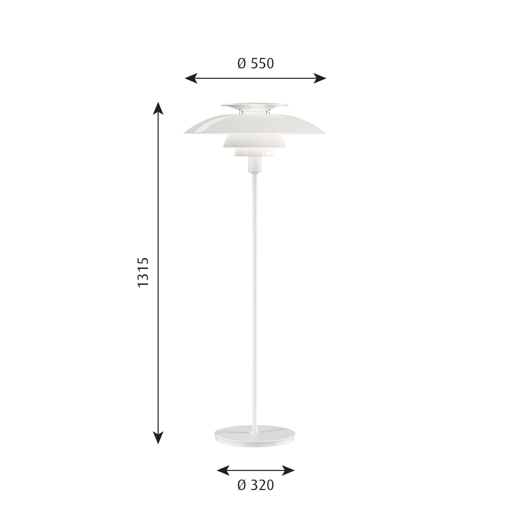 PH 80 Gulvlampe hvidopalt akryl/hvid billede 2