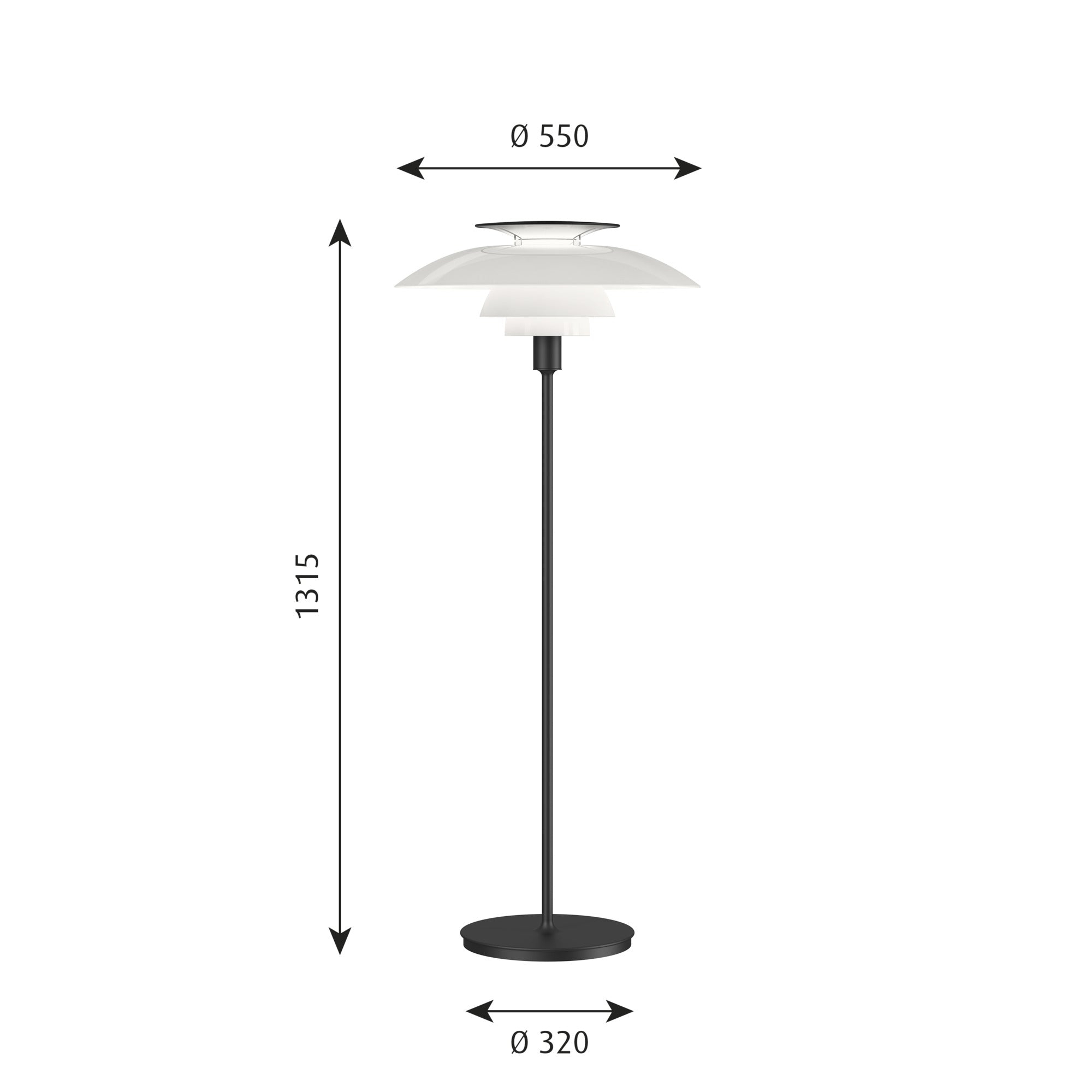 PH 80 Gulvlampe hvid opalt akryl/sort billede 2