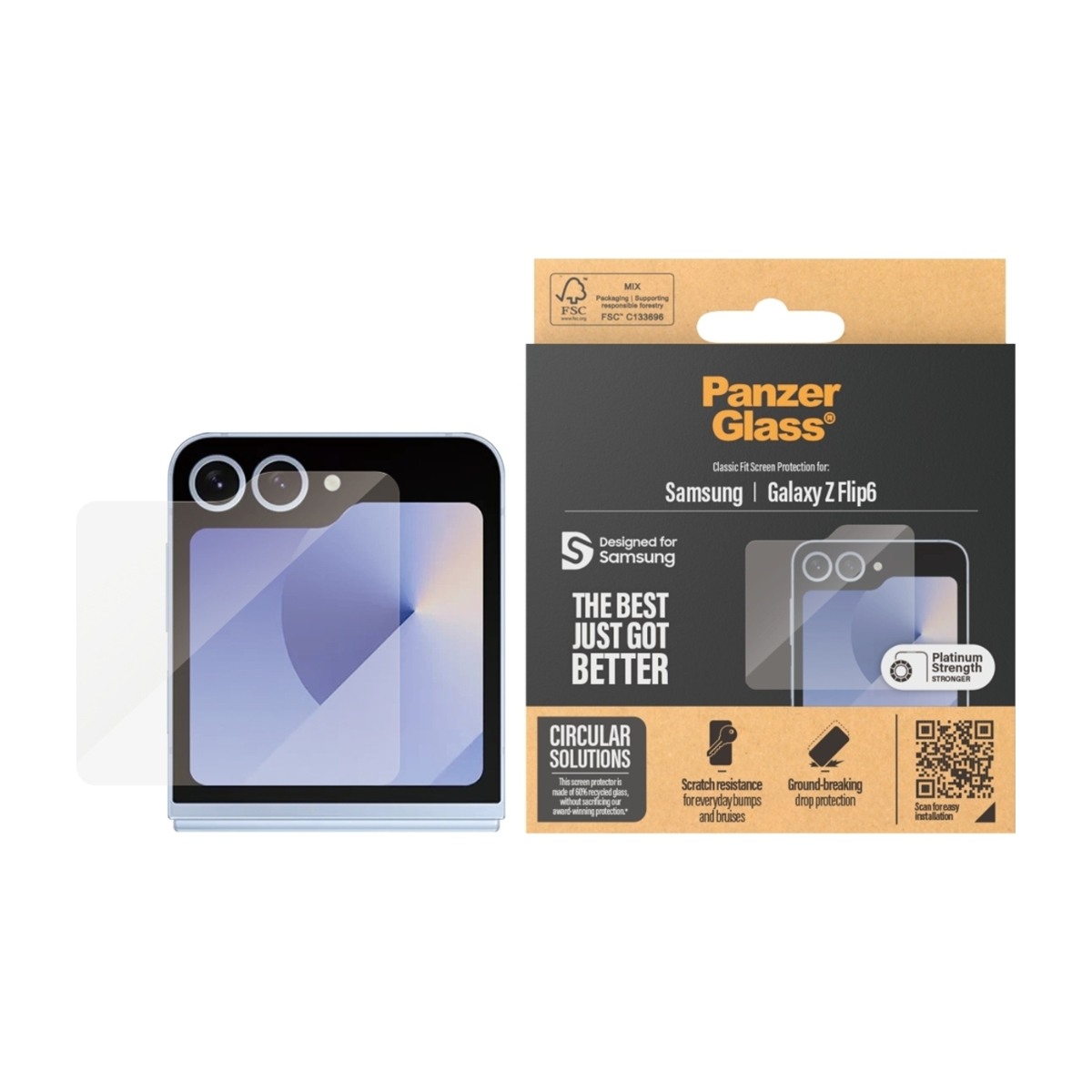 PanzerGlass Samsung Galaxy Z Flip7 FE/Flip6 skærmbeskytter til frontskærmen billede 2