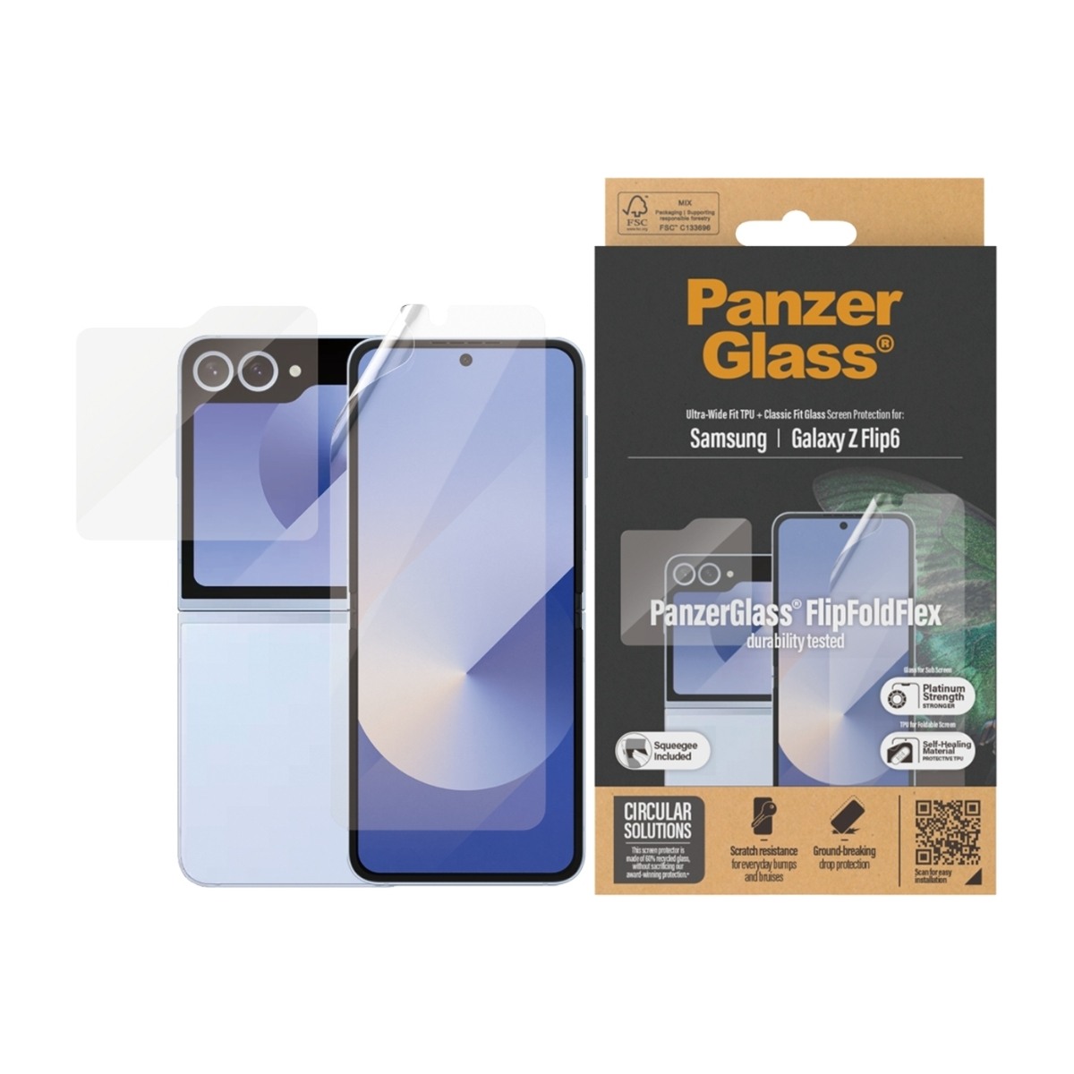 PanzerGlass Samsung Galaxy Z Flip7 FE/Flip6 skærmbeskytter TPU+ glas billede 2