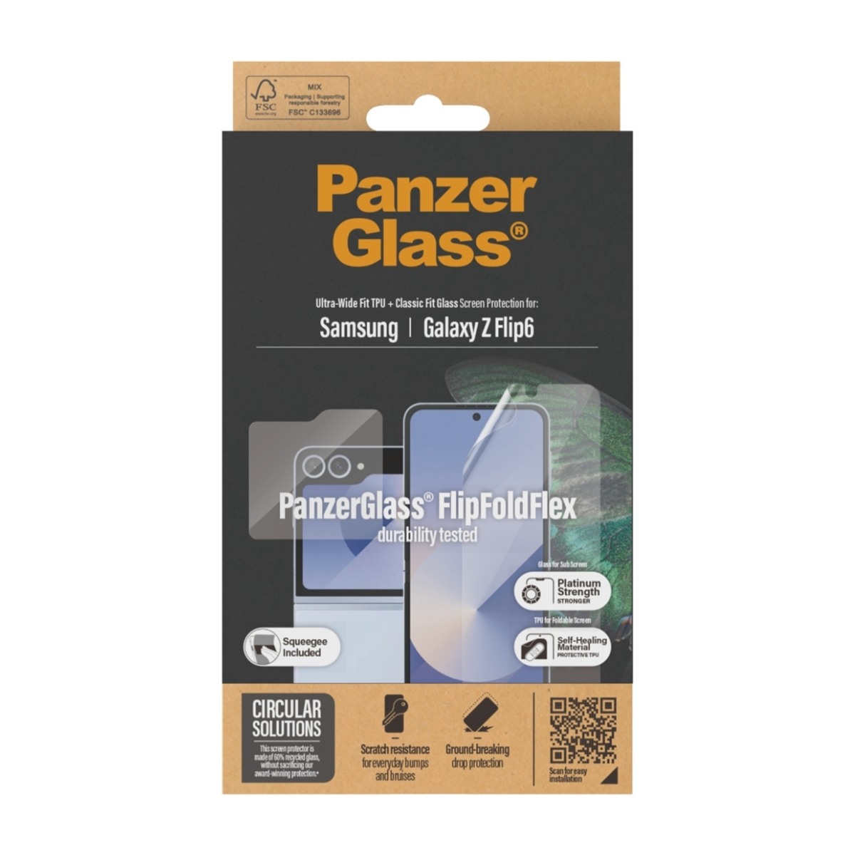PanzerGlass Samsung Galaxy Z Flip7 FE/Flip6 skærmbeskytter TPU+ glas billede 3