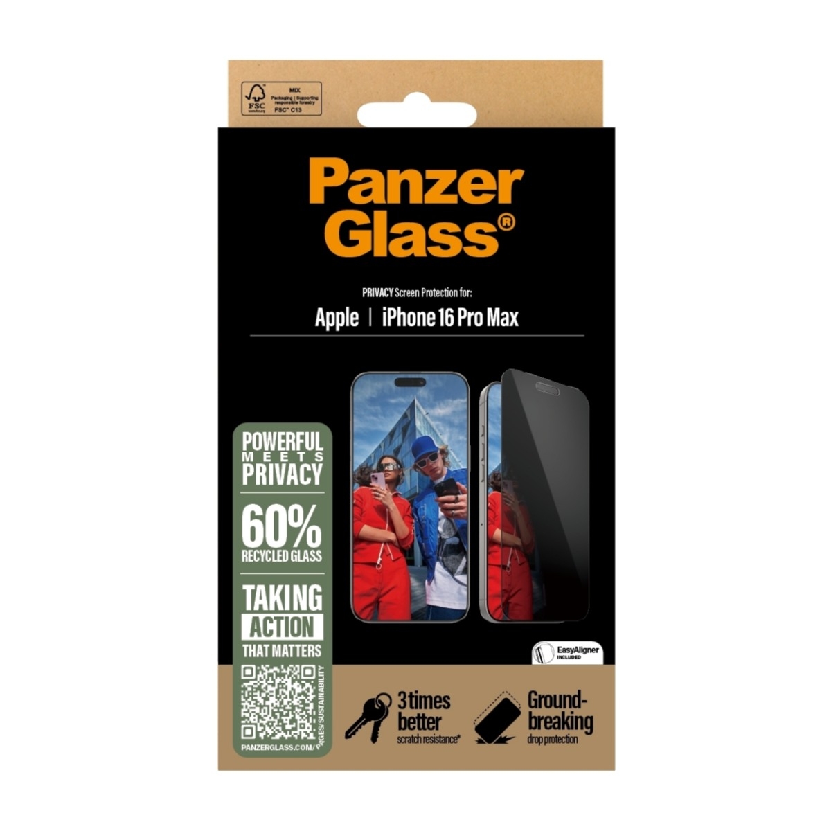 PanzerGlass iPhone 16 Pro Max skærmbeskytter Ultra-Wide Fit Privacy med applikator billede 3