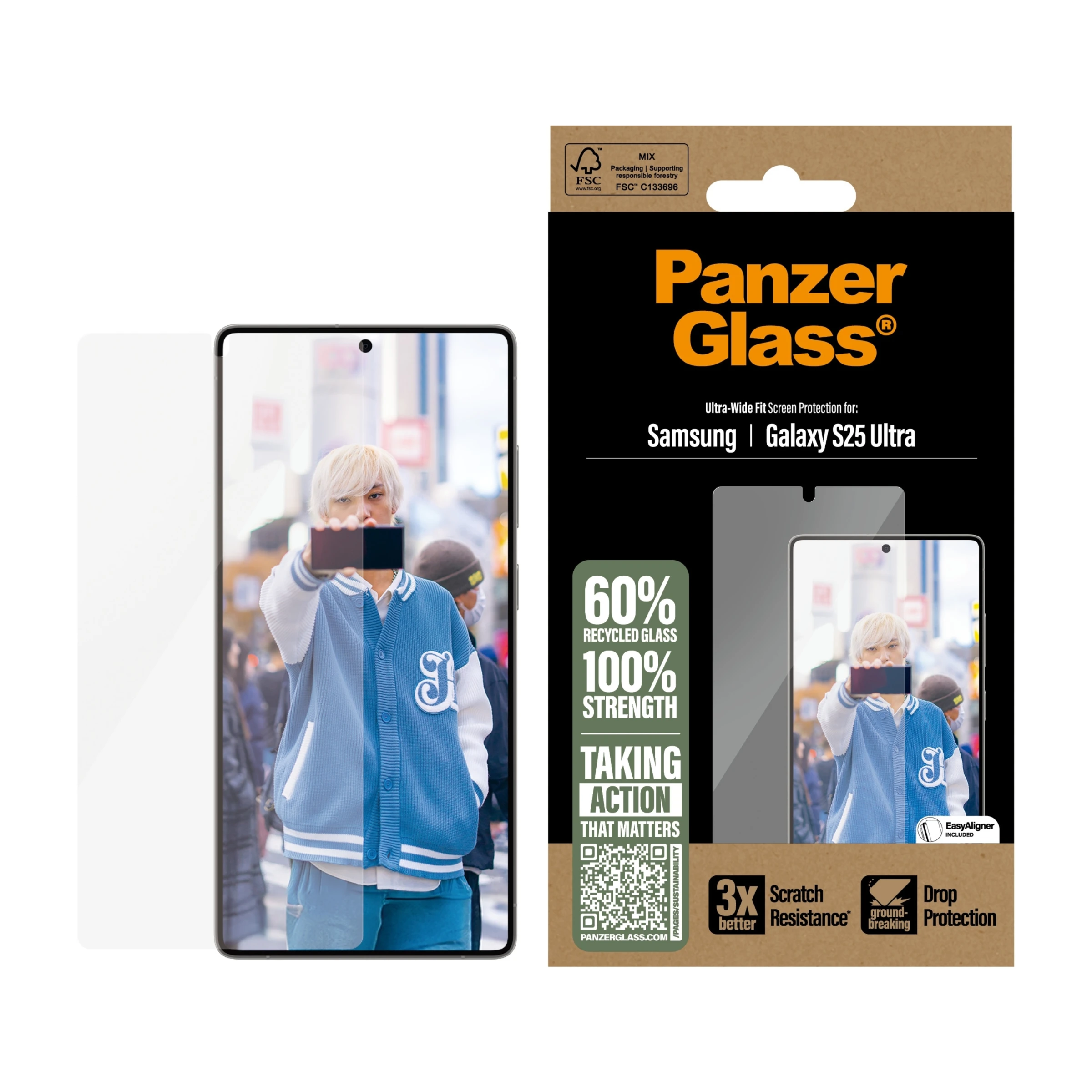 PanzerGlass Samsung Galaxy S25 Ultra skærmbeskytter Ultra-Wide Fit med applikator billede 3