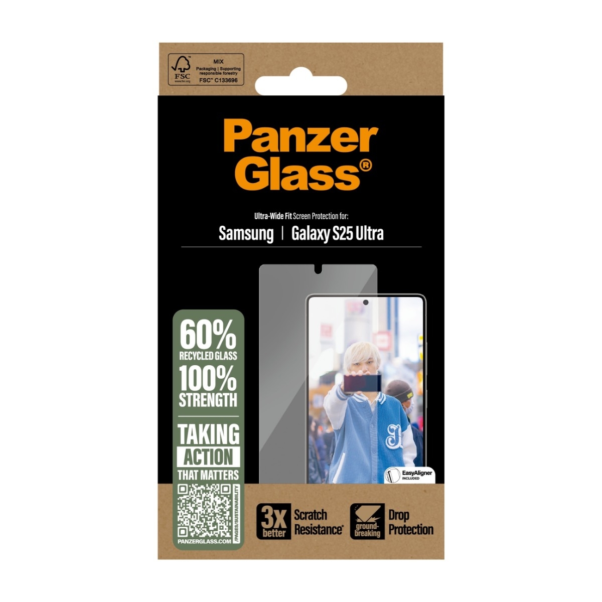 PanzerGlass Samsung Galaxy S25 Ultra skærmbeskytter Ultra-Wide Fit med applikator billede 4