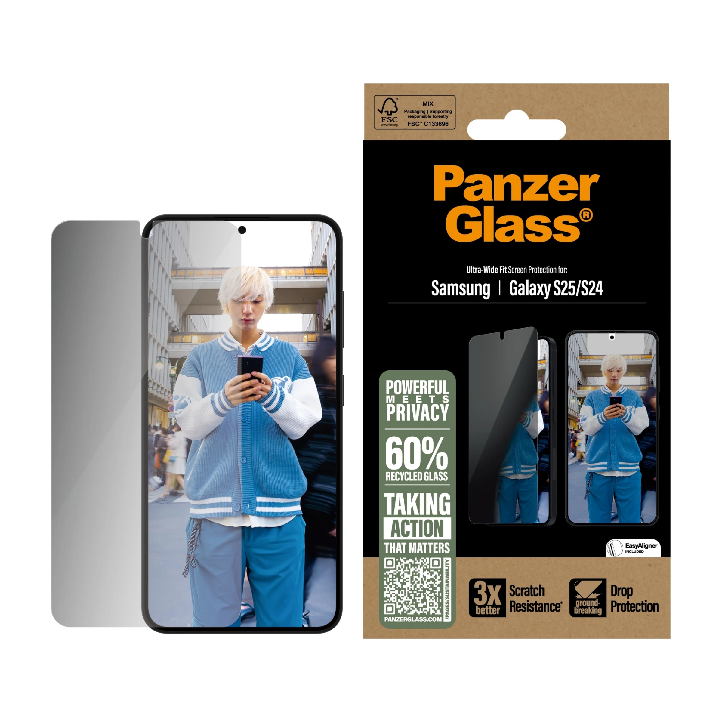 PanzerGlass Privacy Screen Protector Samsung Galaxy S25 | Ultra-Wide Fit billede 3