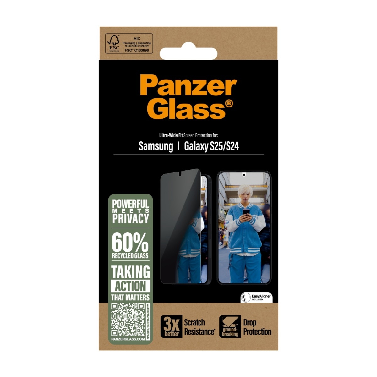 PanzerGlass Privacy Screen Protector Samsung Galaxy S25 | Ultra-Wide Fit billede 4