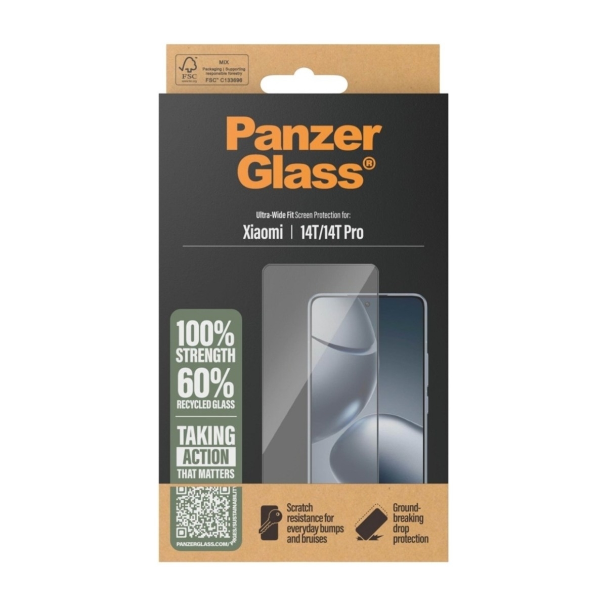PanzerGlass Xiaomi 14T/14T Pro 5G skærmbeskytter Ultra-Wide fit, sort billede 3