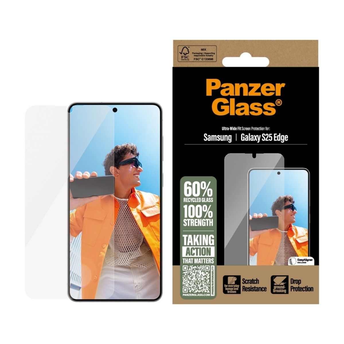 PanzerGlass Samsung Galaxy S25 Edge skærmbeskytter Ultra-Wide Fit billede 2