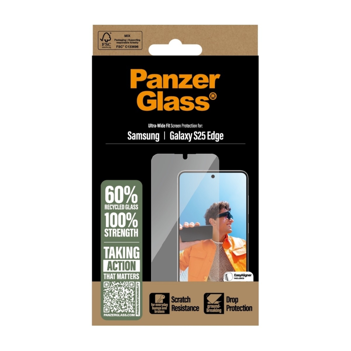 PanzerGlass Samsung Galaxy S25 Edge skærmbeskytter Ultra-Wide Fit billede 3