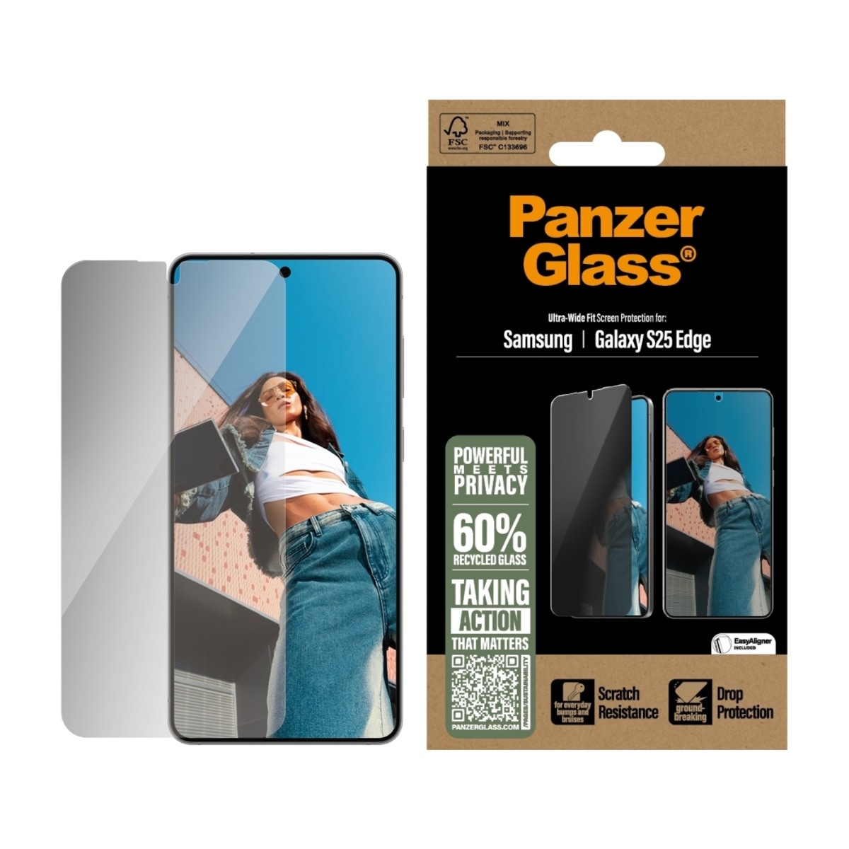 PanzerGlass Samsung Galaxy S25 Edge skærmbeskytter Ultra-Wide Fit Privacy billede 2