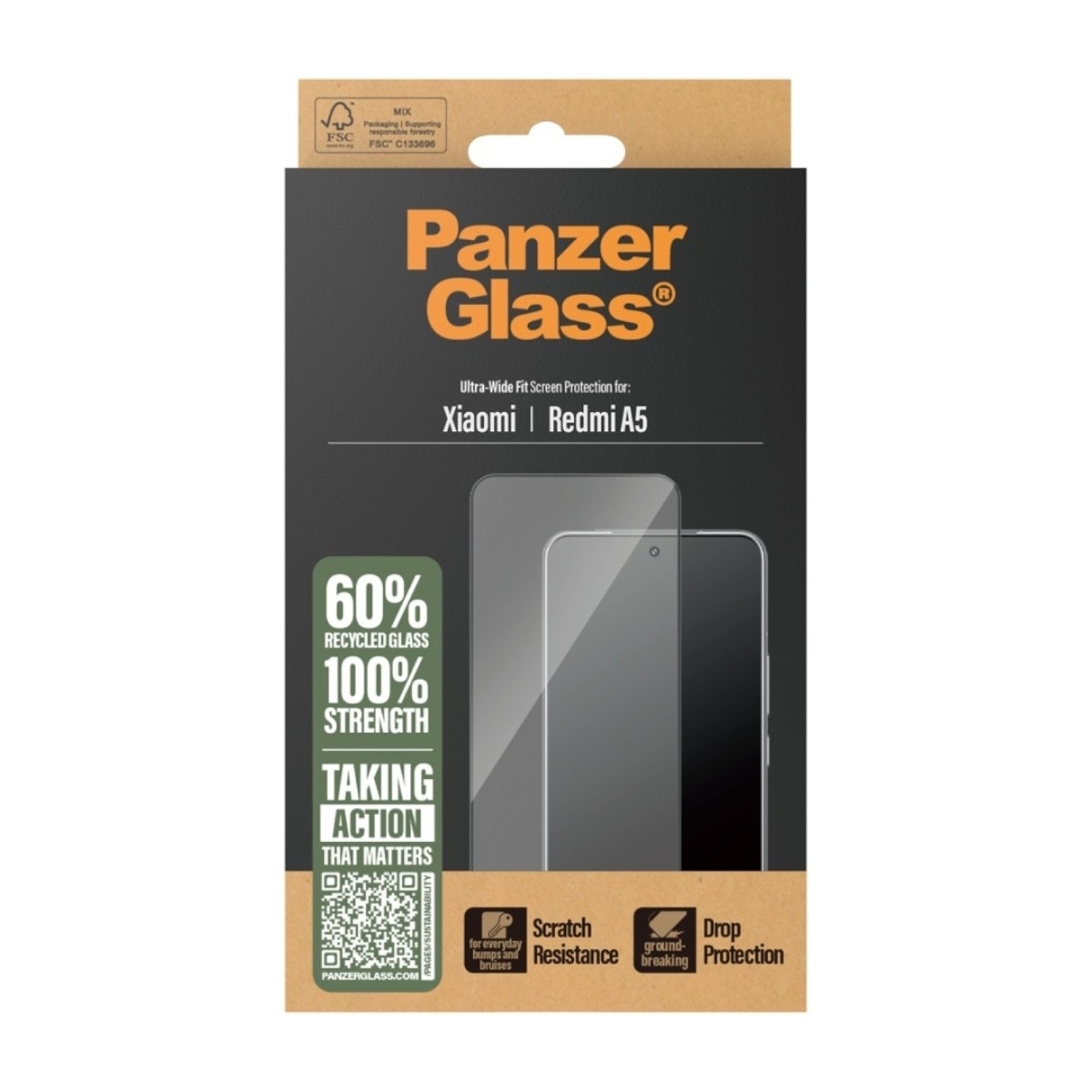 PanzerGlass Xiaomi Redmi A5 skærmbeskytter Ultra-Wide Fit, sort billede 3