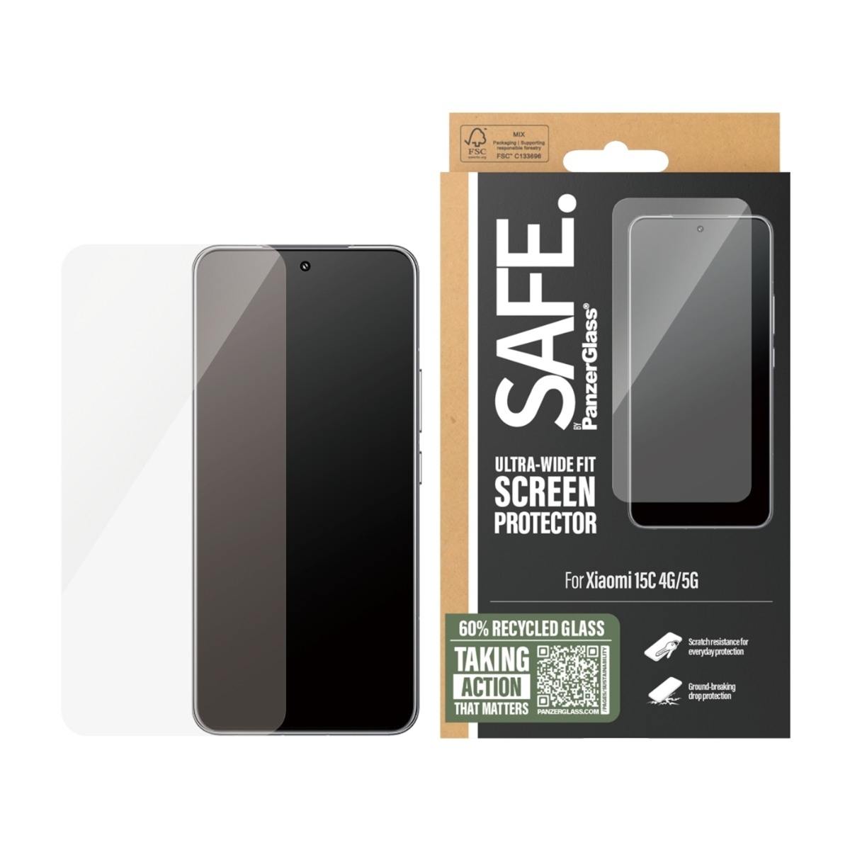 PanzerGlass Safe skærmbeskyttelse til Xiaomi Redmi 15C 4G/5G billede 3