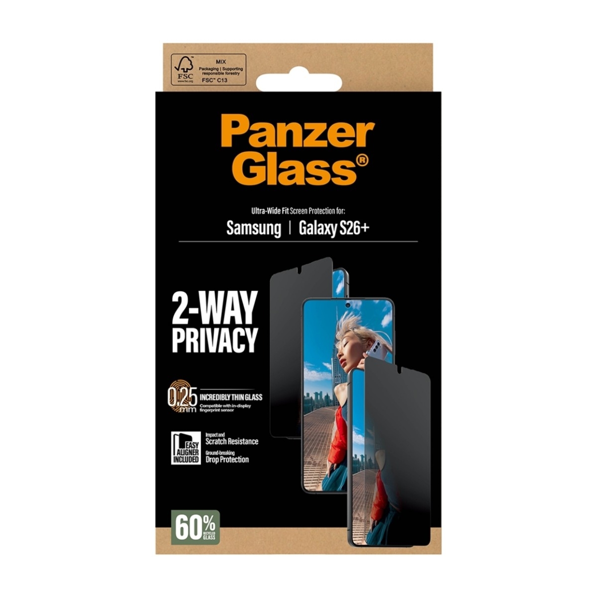 PanzerGlass Samsung Galaxy S26+ skærmbeskytter Ultra-Wide Fit Privacy billede 3