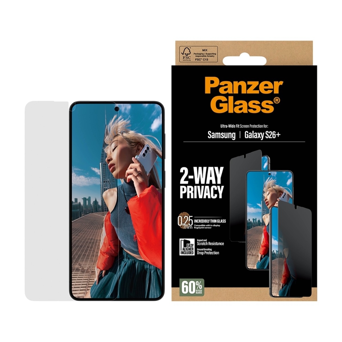 PanzerGlass Samsung Galaxy S26+ skærmbeskytter Ultra-Wide Fit Privacy billede 2
