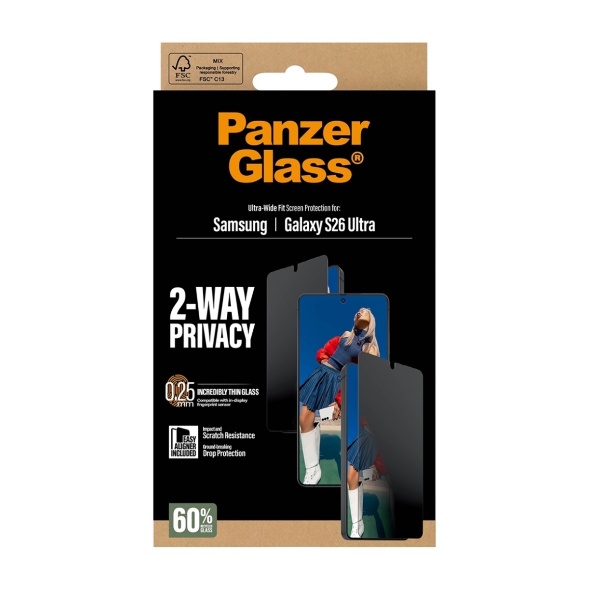 PanzerGlass Samsung Galaxy S26 Ultra skærmbeskytter Ultra-Wide Fit Privacy billede 3
