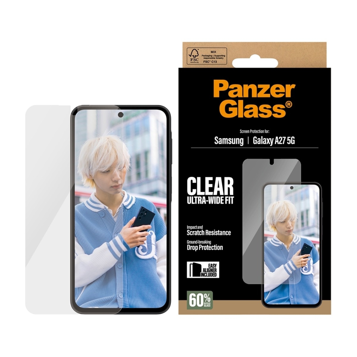 PanzerGlass Samsung Galaxy A27 skærmbeskytter Ultra-Wide Fit med applikator billede 2