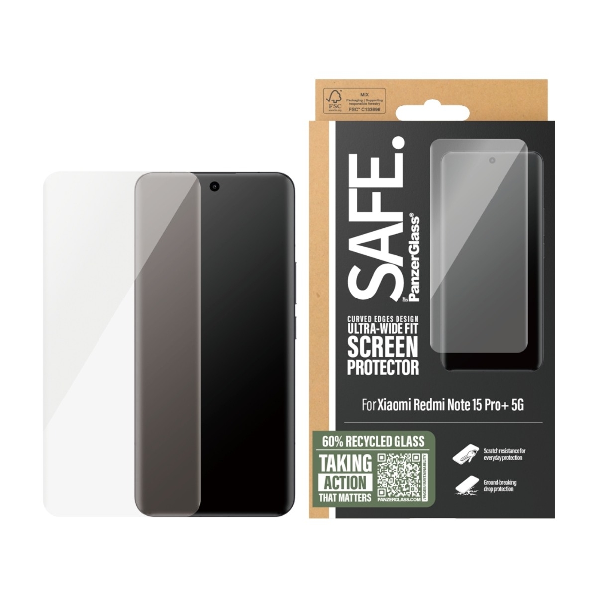PanzerGlass SAFE Xiaomi Redmi Note 15 Pro+ 5G skærmbeskytter, Ultra-Wide Fit billede 2