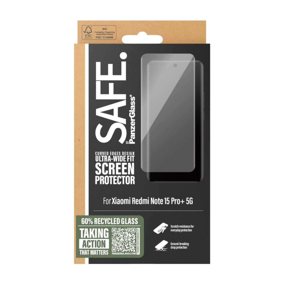 PanzerGlass SAFE Xiaomi Redmi Note 15 Pro+ 5G skærmbeskytter, Ultra-Wide Fit billede 3