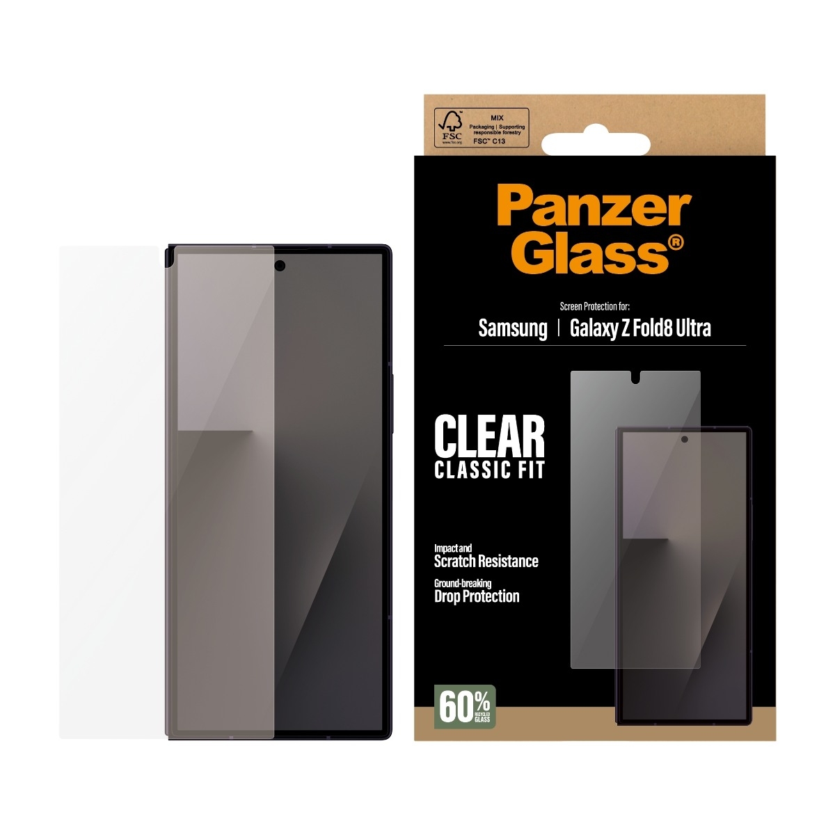 PanzerGlass Clear Classic Fit skærmbeskytter, Samsung Galaxy Z Fold8 Ultra billede 2