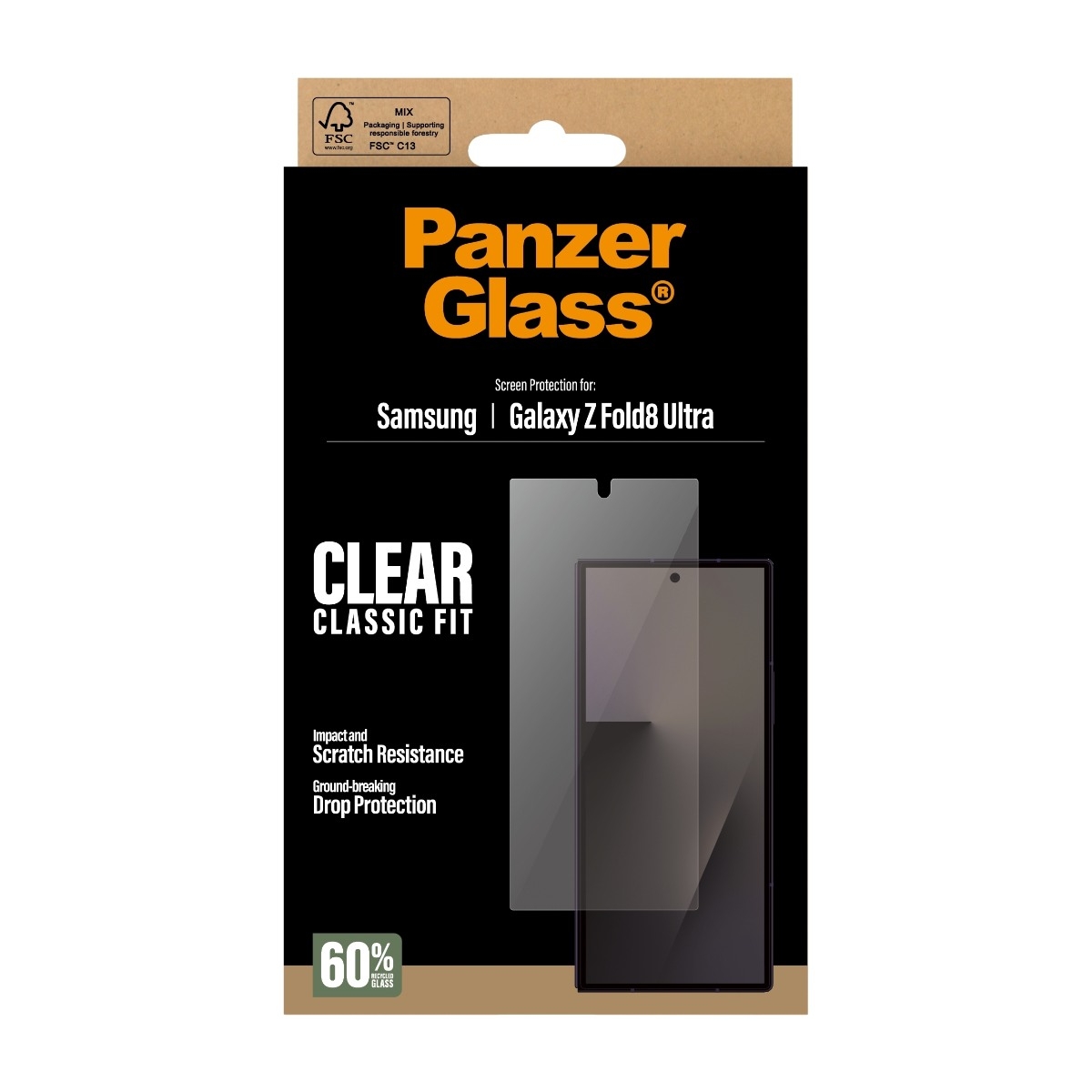 PanzerGlass Clear Classic Fit skærmbeskytter, Samsung Galaxy Z Fold8 Ultra billede 3