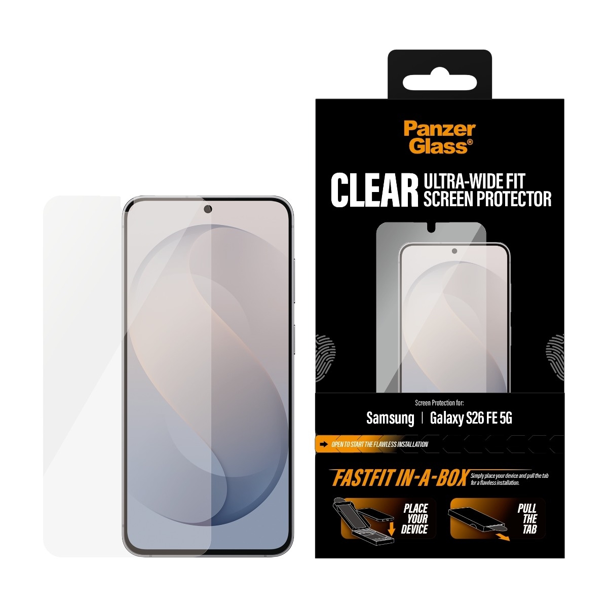 PanzerGlass Clear Ultra-Wide Fit skærmbeskytter, Samsung Galaxy S26 FE 5G, klar billede 2