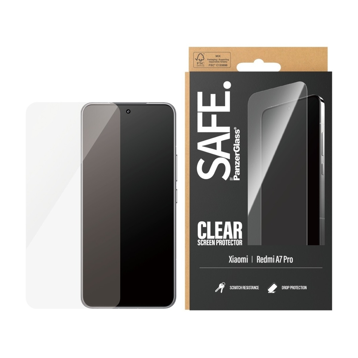 SAFE Xiaomi Redmi A7 Pro Ultra-Wide Fit skærmbeskytter billede 3