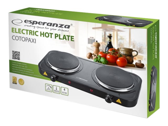 Esperanza Køkkenmaskine Electric Hot Plate Cotopaxi Black (2 x 1000W)