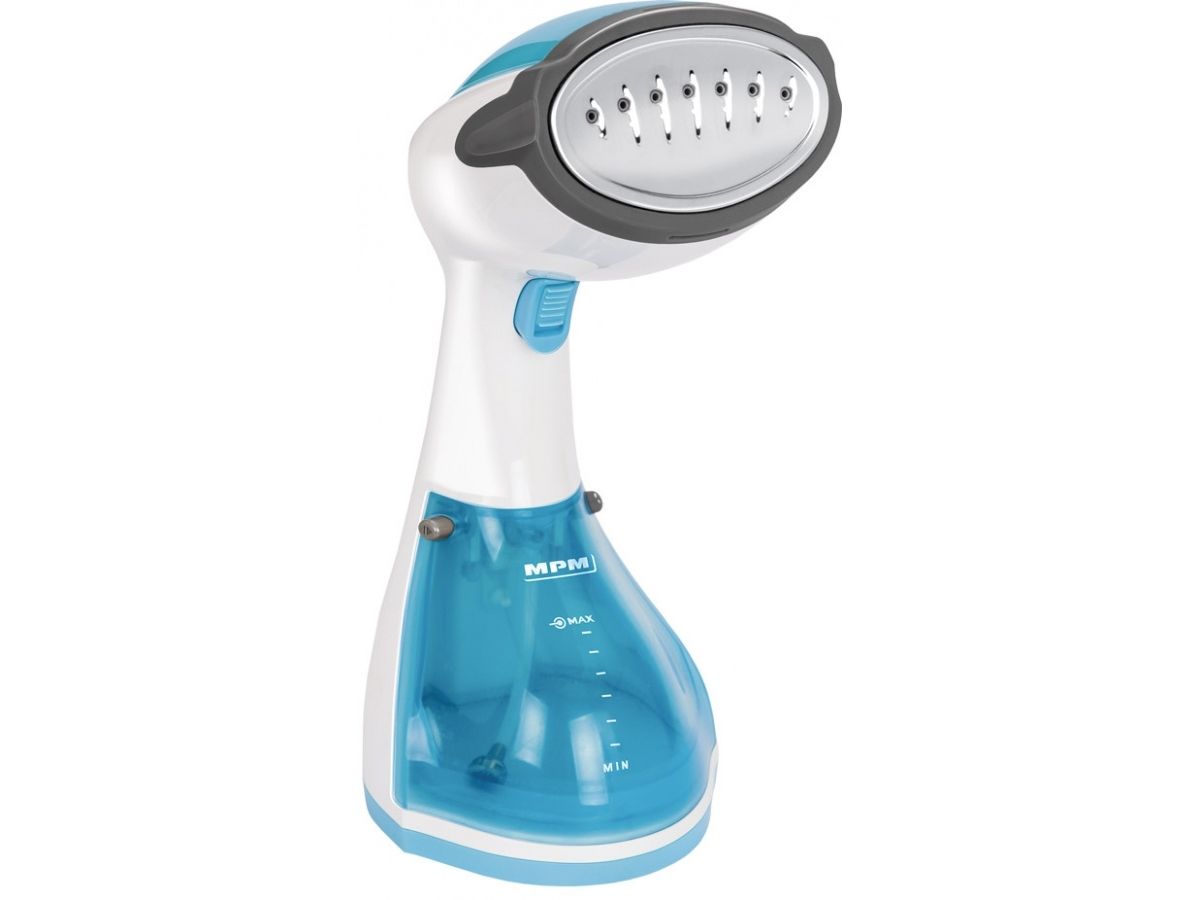 MPM MZP-01, Dampstrygejern, Rustfri strygesål, 36 g/min, Blå, Satin stål, Transparent, Hvid, 36 g/min, 0,25 L billede 1