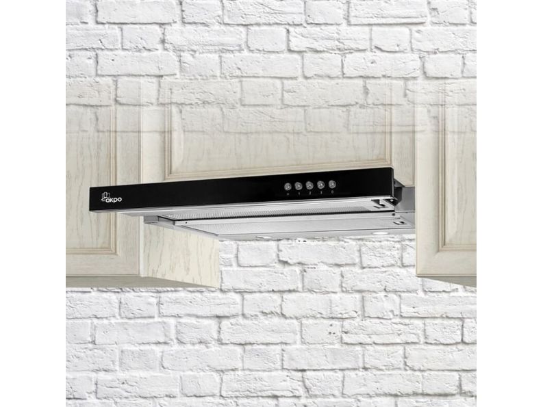 Akpo WK-7 Light Glass, 220 m³/t, Aftræk/Recirkulerende, 52 dB, 60 dB, Indbygget under, Sort, Rustfrit stål billede 3