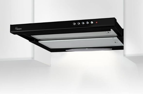 Akpo WK-7 Light Glass, 220 m³/t, Aftræk/Recirkulerende, 52 dB, 60 dB, Indbygget under, Sort, Rustfrit stål billede 2