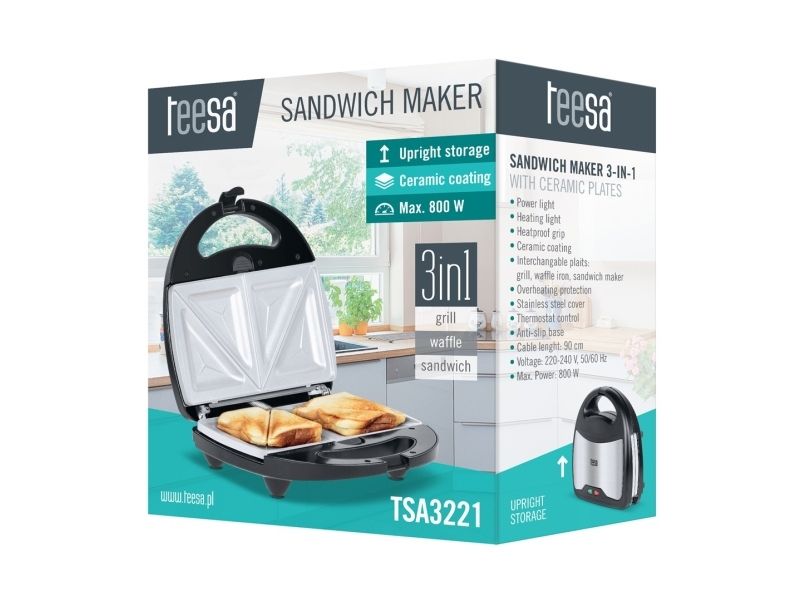 Teesa TSA3221, 800 W, 220 - 240 V, 50 - 60 Hz, 240 mm, 102 mm, 235 mm