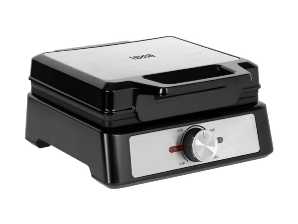 Teesa Wafelijzer zeer compact model 1600 Watt, 2 vaffel/vafler, Rektangulær, Sort, Rustfrit stål, Aluminium, Rustfrit stål, 0,75 m, 1600 W