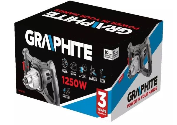 Betono maišyklė GRAPHITE 1250W, M14 tvirtinimas