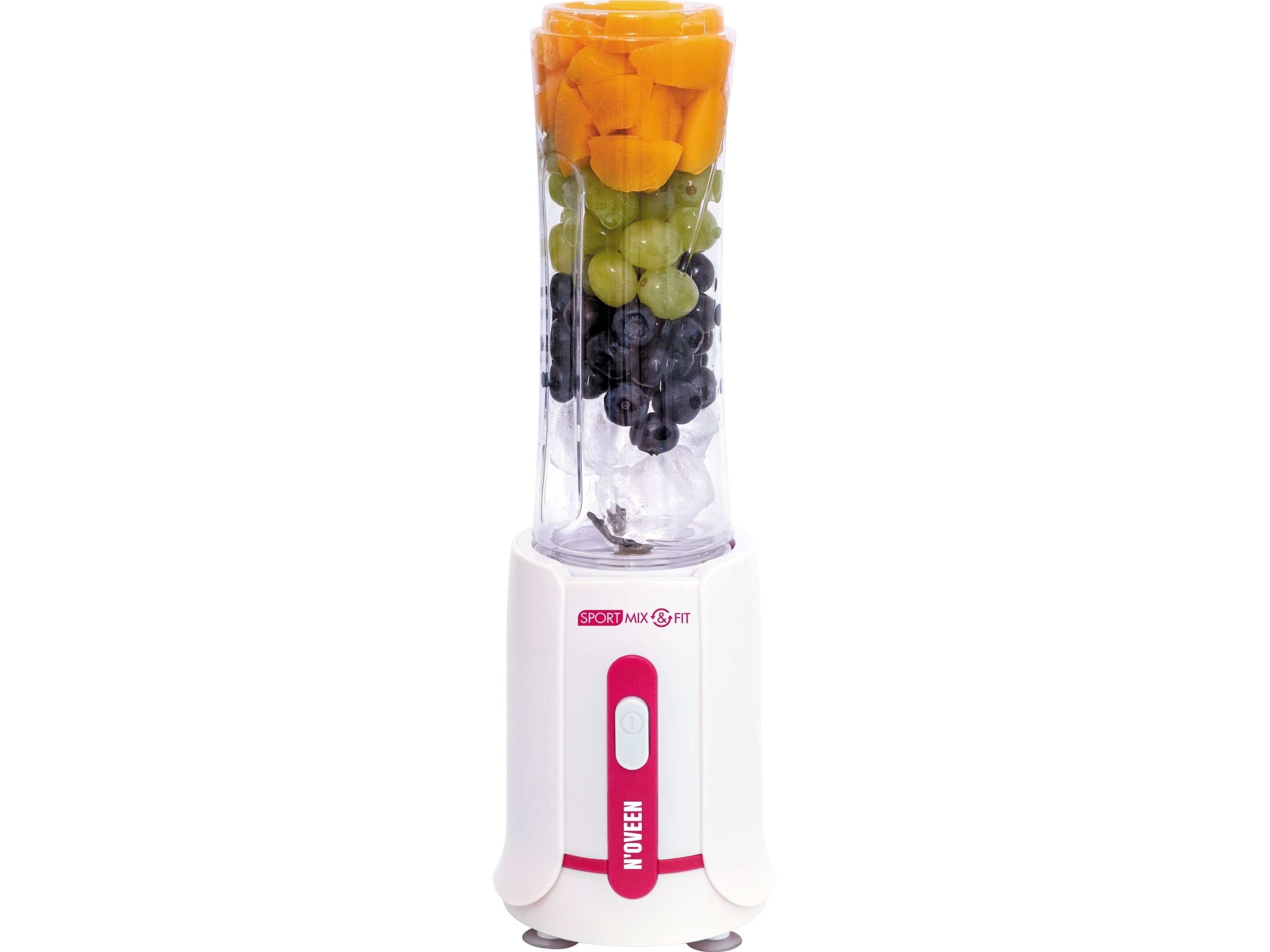 Noveen SB220 Amarant, Bordplade blender, 0,6 L, Knusning af is, 300 W, Hvid, Rød billede 3