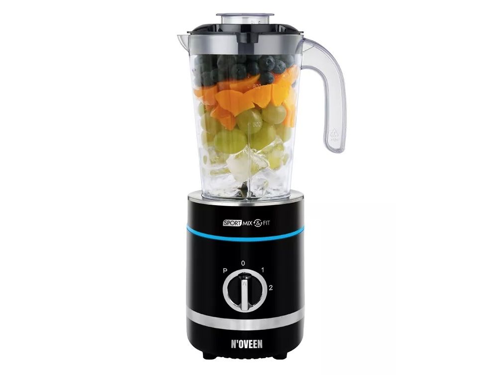 Noveen SB2000, Sportsblender, 0,8 L, Impulsfunktion, Knusning af is, 500 W, Sort, Transparent billede 2