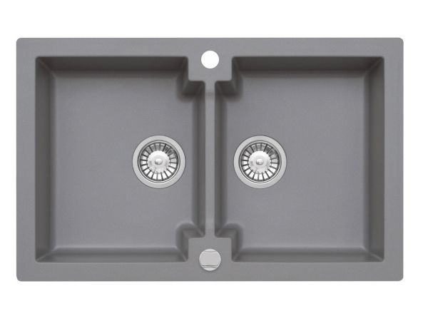 Kernau KGSA 80 2B grå metallic rustfri stål køkkenvask — dobbelt kum, nedfældning (drop-in)