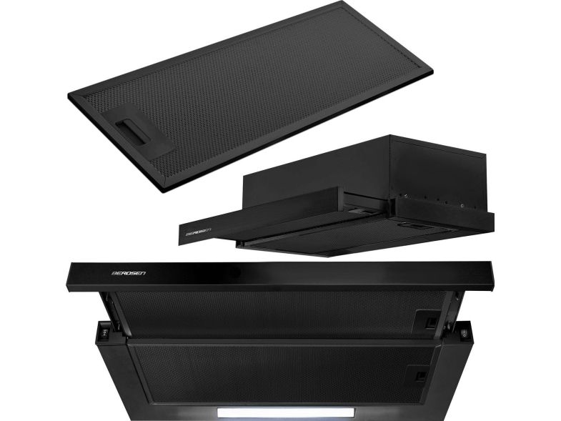 Po spintele montuojamas virtuvės gartraukis – 60 cm Berdsen BE-60-LW juodas