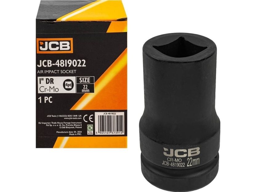JCB Slagnøgle 1" firkantet 22 mm (4-hjørnet)