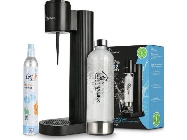 EXTRALINK SMART LIFE Sæt SATURATOR HYDROSPARK Sort SJ-191B + Flaske 1L + CYLINDER CO2 425G