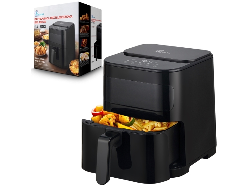 Extralink HOME AIR FRYER 5.2L EU SJ-520, Varmluftsteger, 5,2 L, 4 kg, 80 °C, 200 °C, Enkelt