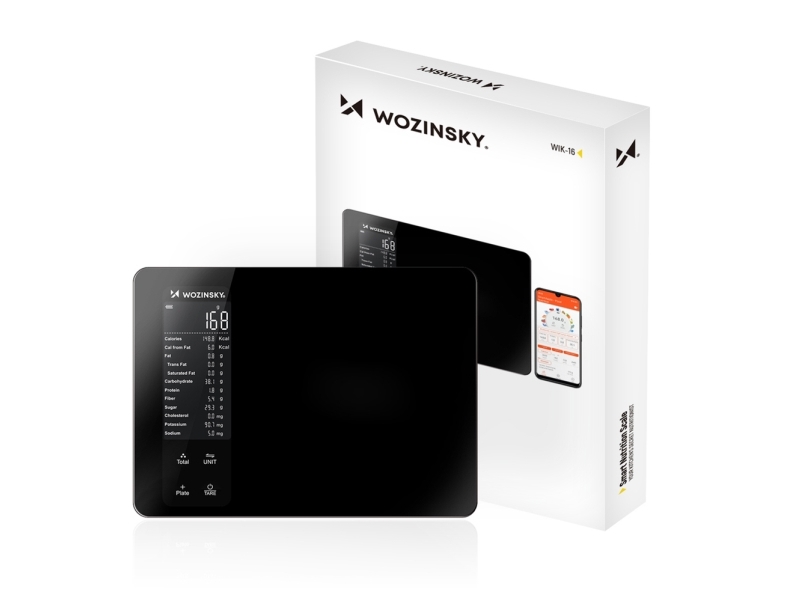 Wozinsky Køkkenvægt WIK-16 Smart køkkenvægt med digitalt display, Bluetooth-app - Sort