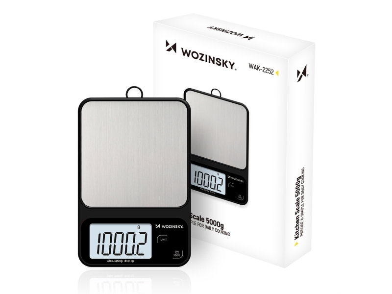 Wozinsky Køkkenvægt WAK-2252 kitchen scale accurate with large LCD display up to 5 kg - black