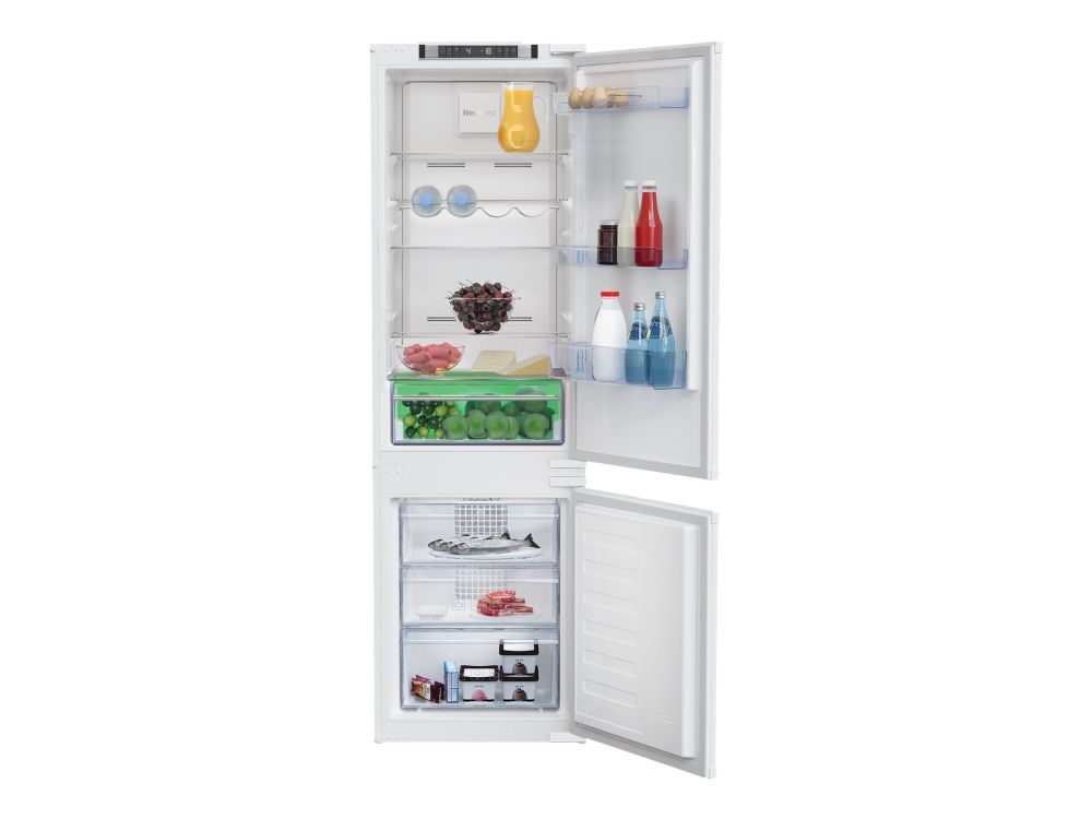 Beko BCNA275E31SN - Køleskab/fryser - bund-fryser - til indbygning - niche - bredde: 56 cm - dybde: 55.5 cm - højde: 177.8 cm - 254 liter - Klasse F - hvid