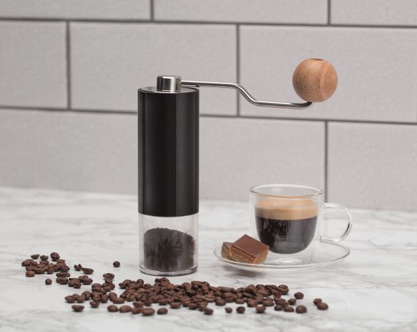 Manuel kaffekværn DUALIT® - 187x177x54mm - Rustfrit - Eg - Alu - Alu -Silikone - Sort