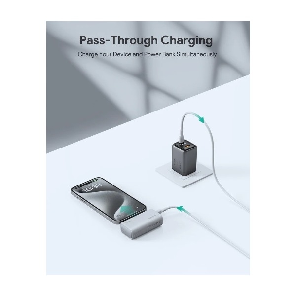 Aukey Spark Mini 5000 mAh powerbank, grå billede 4