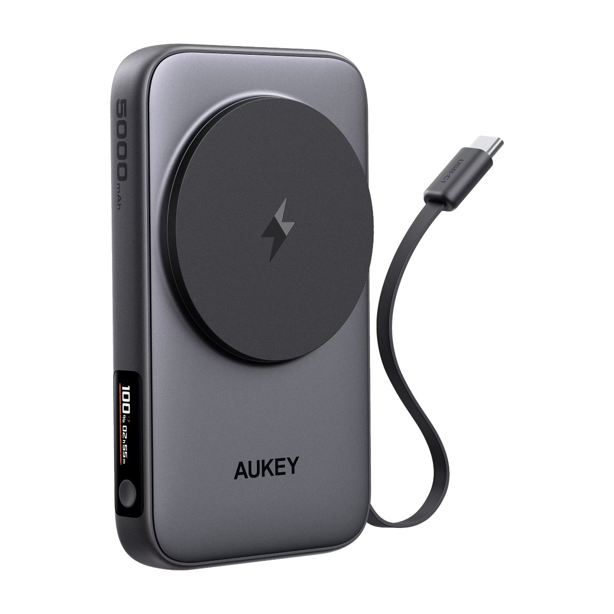 AUKEY MagFusion Reel 5000mAh powerbank, grå billede 1