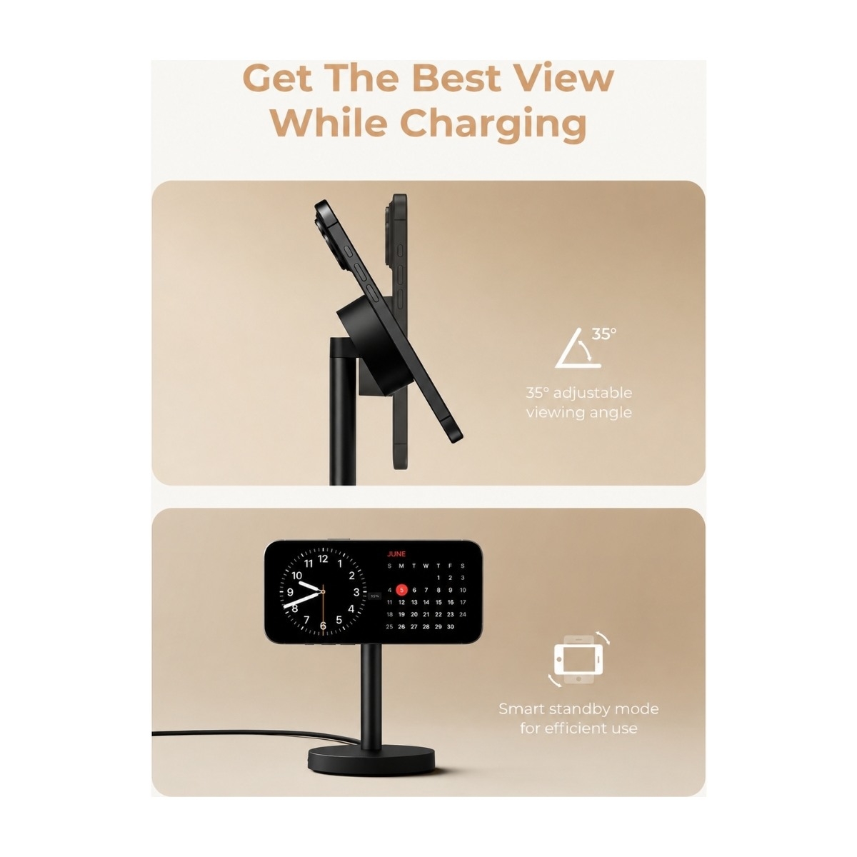 AUKEY LC-MC111 MagFusion 1X magnetisk Qi2.2. 25 W trådløs oplader, grå billede 4