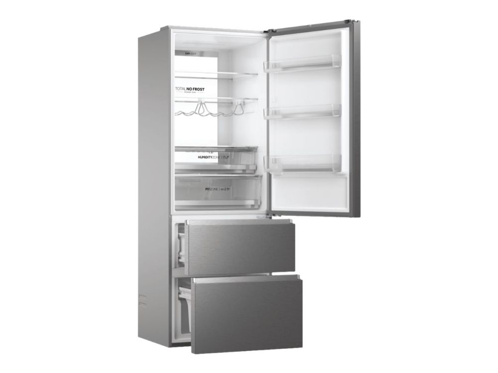 Haier 3D 70 Series 7 HTW7720ENMP - Køleskab/fryser - bund-fryser - Wi-Fi - bredde: 70 cm - dybde: 67.5 cm - højde: 200.6 cm - 483 liter - Klasse E - grå billede 3